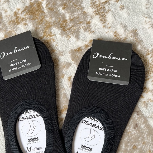 Set of Two Pairs Black Invisible Socks with Ankle Grip - Picture 2 of 4